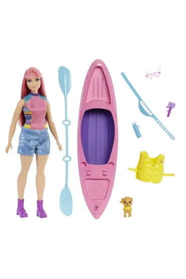 Barbie Kemping Daisy Lalka + kajak Zestaw HDF75 Mattel
