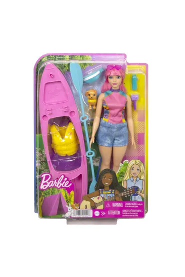 Barbie Kemping Daisy Lalka + kajak Zestaw HDF75 Mattel