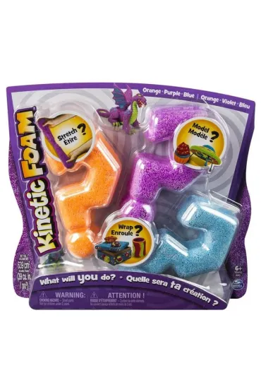 Kinetic Foam Multi 3-pak pomara�czowy, fioletowy, niebieski (5909978) * Spin Master