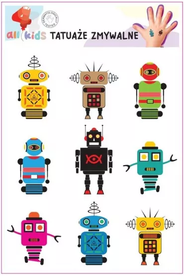 Tatua�e zmywalne dla dzieci Roboty All4Kids