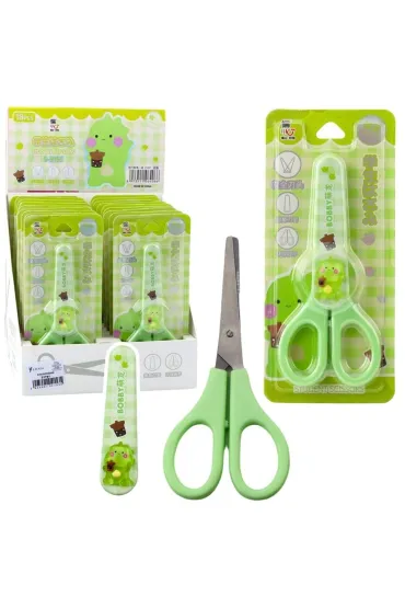 LeanToys No�yczki szkolne z os�onk� obur�czne zielone 14cm