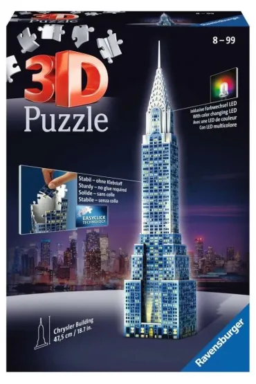 Puzzle 3D Budynki noc�: Wie�owiec Chrystler Building Ravensburger