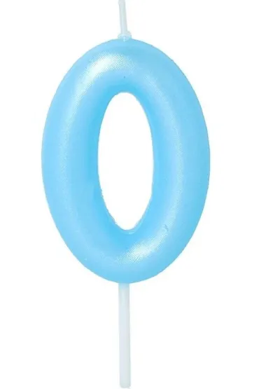 �wieczka na tort - cyferka Candy 0 niebieska 6cm