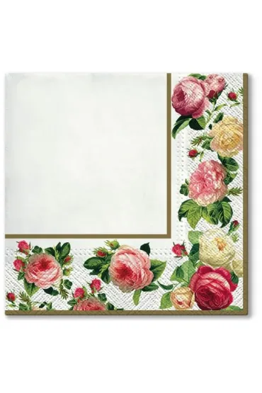 Paw Serwetki Rosy frame gold 33x33 cm