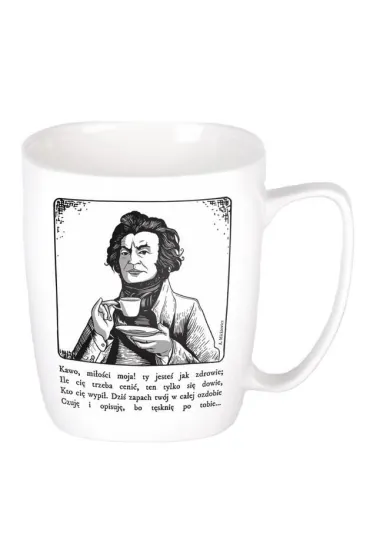 Nadwyraz.com Kubek ceramiczny bia�y Adam Mickiewicz