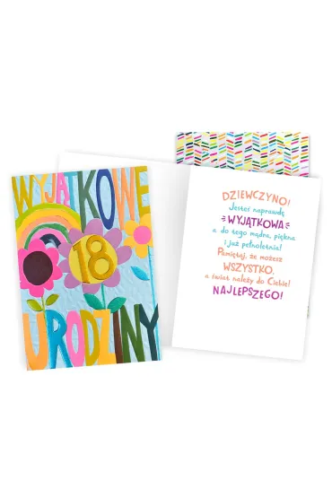 Kukartka Karnet DKP 18 Urodziny fluo, kwiaty DKP-077