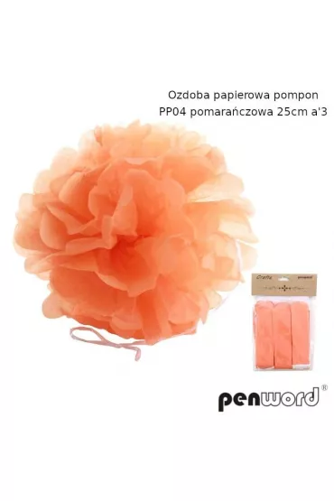 Penword Ozdoba papierowa pompon pomara�czowa 25cm