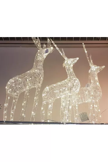 H&S Decoration Renifer akrylowy duy 100 LED biay