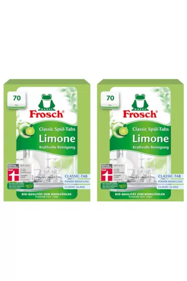 Frosch Tabletki do zmywarek Classic limonkowe zestaw 2 x 70 szt.