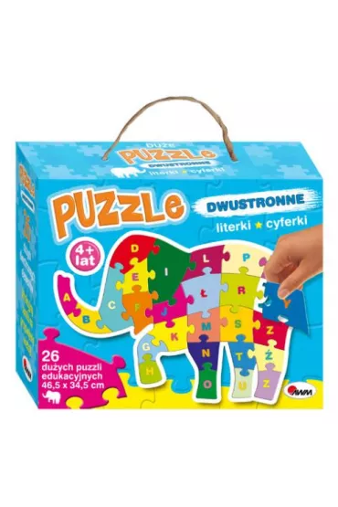 Puzzle dwustronne 26 el. Literki i cyferki s�o� Awm