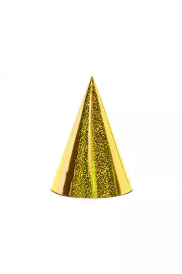 PartyDeco Czapeczki holograficzne z�ote 16cm
