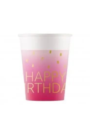 Godan Kubeczki papierowe Pink Happy Birthday 200ml 8 szt.