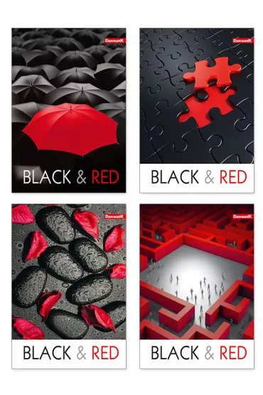 Brulion Gloss Black&Red A5 kratka 96 kartek