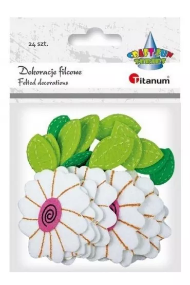 Titanum Naklejki filcowe 3D kwiatki, listki mix 24 szt.