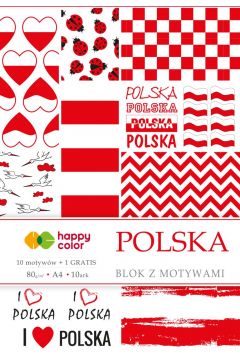 Happy Color Blok z motywami POLSKA, A4, 80g, 10 arkuszy, 10 motyww 80 g 10 kartek