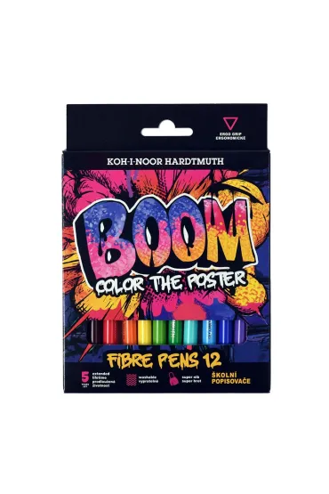 Koh-I-Noor Flamastry BOOM w kartoniku 12 kolor�w