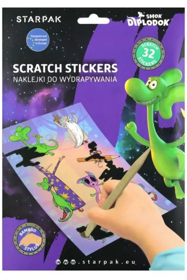 Zestaw kreatywny naklejki do wydrapywania Diplodok STARPAK 548946