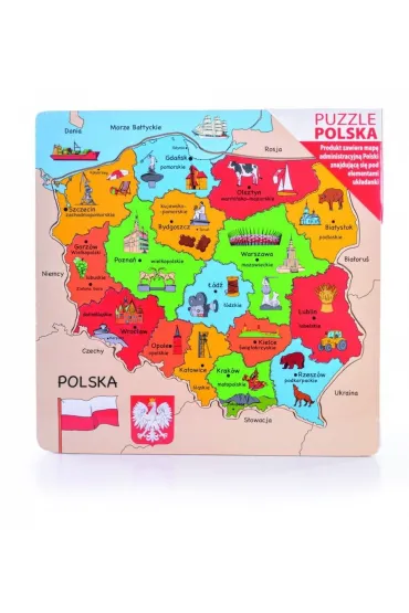 PUZZLE DREWNIANE 16EL MAPA POLSKI HIT Daffi