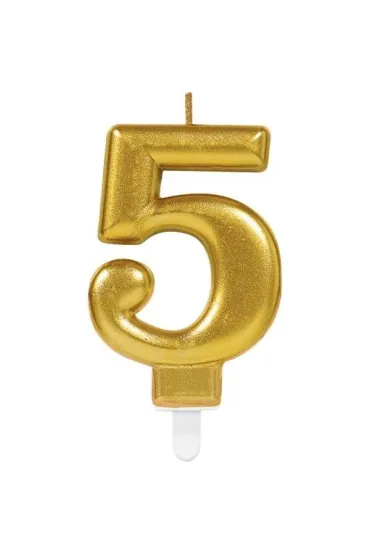 Amscan �wieczka cyferka 5 Sparkling Celebrations z�ota