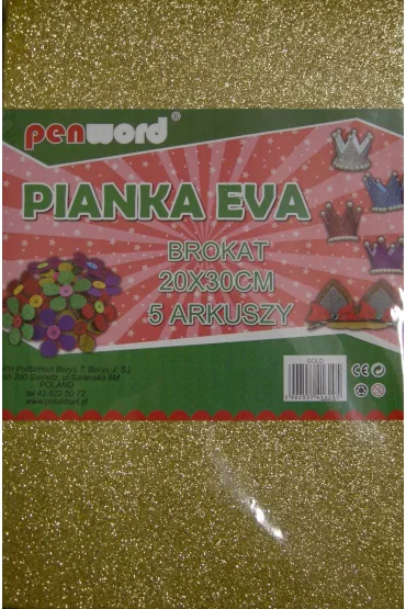 Polsirhurt Pianka brokatowa z�ota 20x30 cm, 5 arkuszy