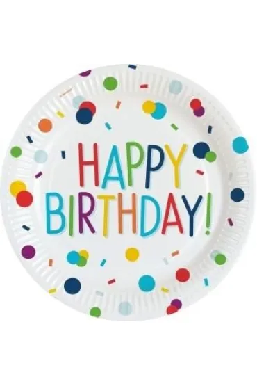Amscan Talerze owalne papierowe Happy Birthday 23cm 8 szt.