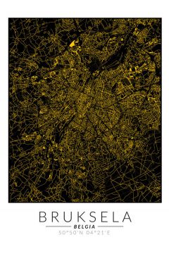Bruksela zota mapa. Plakat 20x30 cm