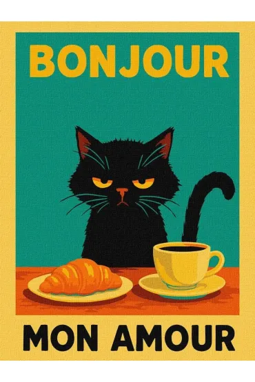 Ideyka Malowanie po numerach - Plakat. Poranek z kotkiem 30x40cm
