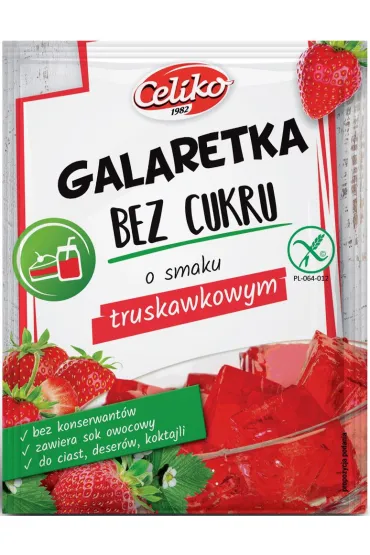Celiko Galaretka o smaku truskawkowym bez dodatku cukru bezglutenowa 14 g