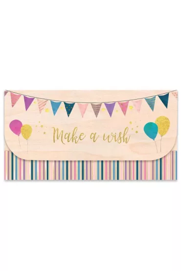 Cozywood Koperta upominkowa drewniana Urodziny balony