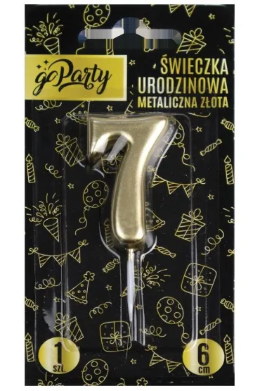 GoParty �wieczka urodzinowa 7 Metaliczna z�ota