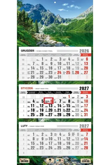 Kalendarz 2027 tr�jdzielny Tatry Morskie Oko