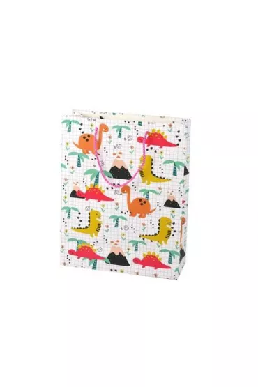 LeanToys Torba prezentowa dinozaury palmy 32x26x10cm