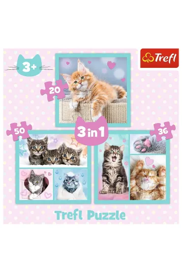 Puzzle 3w1 (20+50+36 el.) S�odkie zwierzaki Trefl