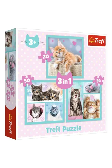 Puzzle 3w1 (20+50+36 el.) S�odkie zwierzaki Trefl