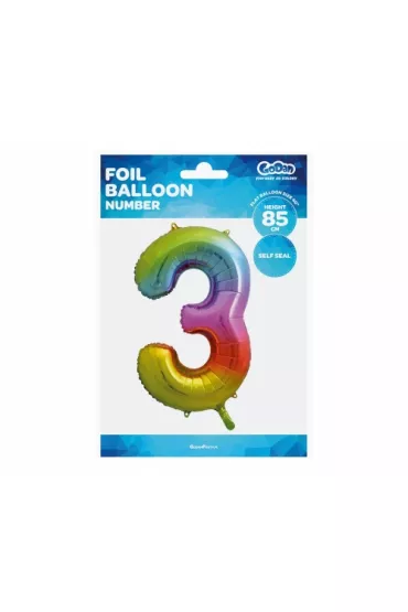 Godan Balon foliowy Cyfra 3 t�czowa HS-C34T3 85cm