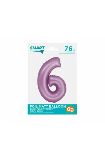 Godan Balon foliowy Smart Cyfra 6 lawendowa matowa 76cm