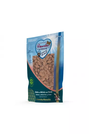 Renske Natural Petfood Crunchy Biscuits Salmon, whitefish and trout - oso, biae ryby i pstrg ciasteczka dla psa 200 g