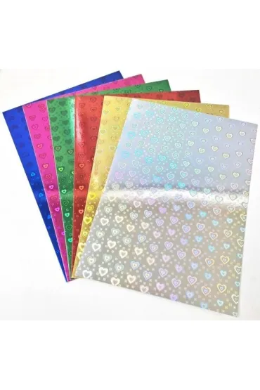Fresh Papier holograficzny A4 serca 6 arkuszy MIX