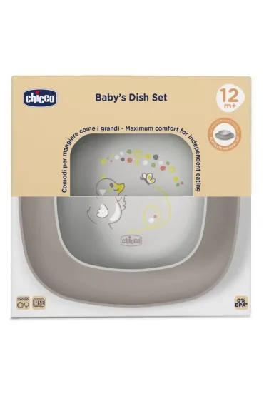 Chicco Zestaw 2 talerzy szary 12m+