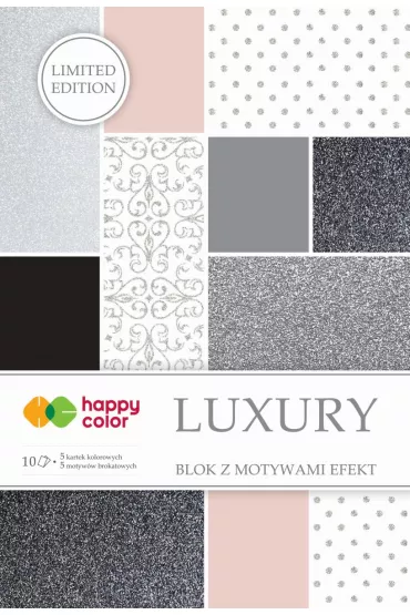 Happy Color Blok z motywami effect LUXURY Silver, 20x29 cm, 150-230g, 10 arkuszy