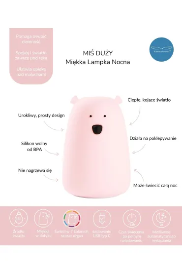 Rabbit&Friends Mi� du�y lampka silikonowa r�owa