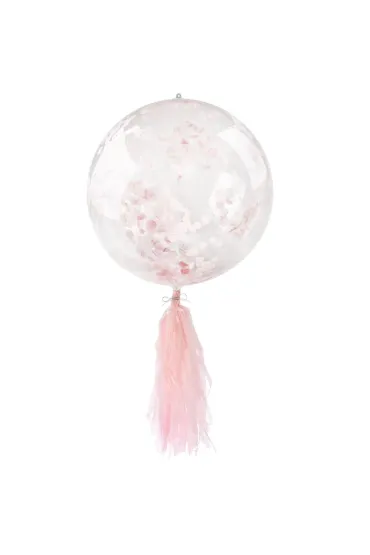 Arpex Balon PCV prze�roczysty z konfetti z fr�dzlami BLF5757 r�owy