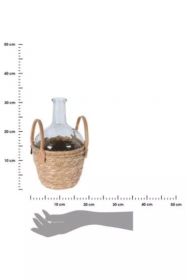 H&S Decoration Wazon szklany w plecionej osonie Boho