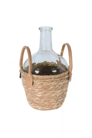H&S Decoration Wazon szklany w plecionej osonie Boho