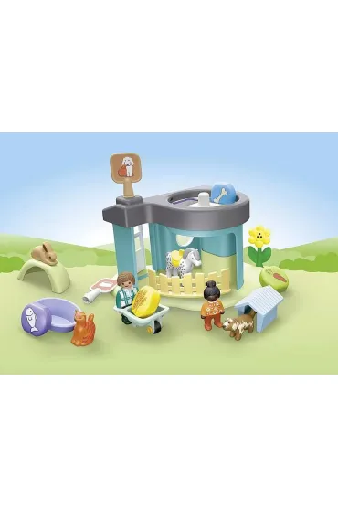 Playmobil Junior Hotel dla zwierz�t z dozownikiem pokarmu 71690
