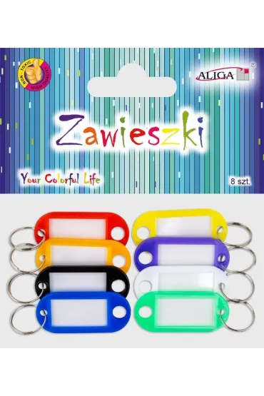 Zawieszki do kluczy mix kolor�w 5 cm x 2,2 cm 8 sztuk