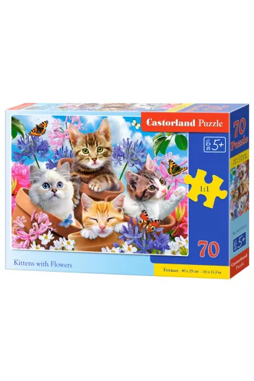 Puzzle 70 el. Kittens with Flowers Castorland