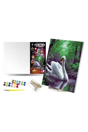 Qbee Malowanie po numerach - Magiczny �ab�d� 40x50cm
