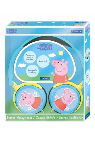 Sk�adane s�uchawki przewodowe stereo �winka Peppa z g�o�no�ci� bezpieczn� dla dzieci Lexibook HP015PP