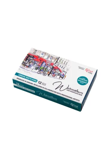 Rosa Farby akwarelowe w kostkach Urban Sketching 12kol 30 ml
